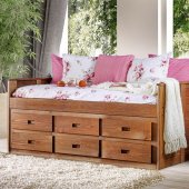 Lia Captain Bed AM-BK602 in Mahogany w/Storage Drawers