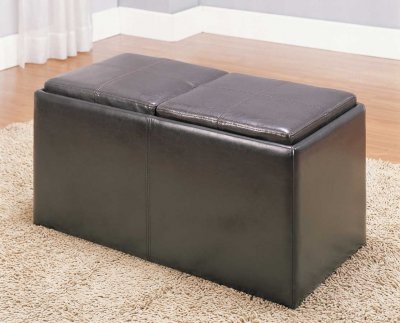 Claire 469PU Storage Ottoman by Homelegance w/2 Stools & Trays