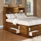 Oak Finish Classic Traditional Bed w/Storage Drawers