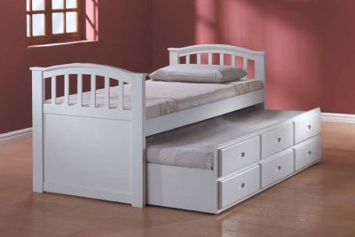 Kids Trundle Beds Furniture on White Finish Kid S Bed With Trundle At Furniture Depot