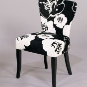 Black & White Floral Fabric Set of 2 Modern Applause Chairs