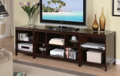 Dark Espresso Finish Modern 3Pc TV Stand w/Storage Shelves