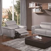 Hendrix Power Motion Sofa in Gray Leather by Beverly Hills