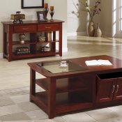 Rich Cherry Contemporary Ocassional Coffee Table w/Glass Insert