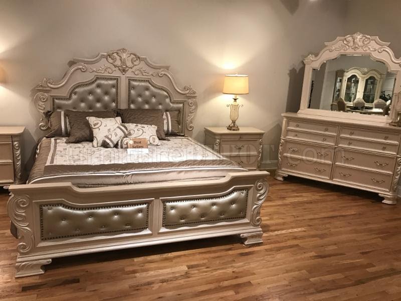 miranda traditional bedroom 5pc set in golden color finish