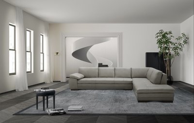 625 Sectional Sofa in Grey Italian Leather by J&M