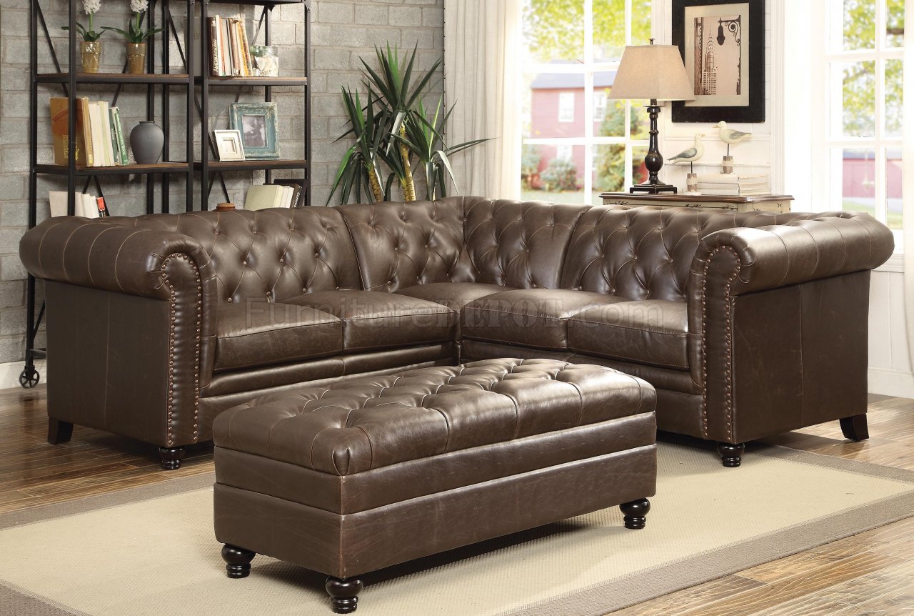 tufted leather reclining sofa