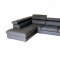 Dark Grey Leather Modern Sectional Sofa w/Adjustable Headrests