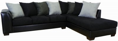 Black Fabric & Bicast Upholstery Modern Sectional Sofa