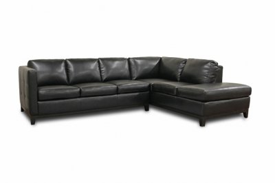 Black Leather Furniture on Black Bonded Leather Modern Sectional Sofa W Wood Base   Legs At