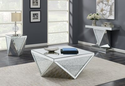 722508 Coffee Table in Mirror & Crystal by Coaster w/Options