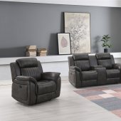 U8517 Motion Sofa & Loveseat Set in Charcoal Fabric by Global