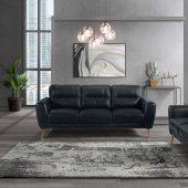 U6007 Sofa & Loveseat Set in Black Leather by Global w/Options
