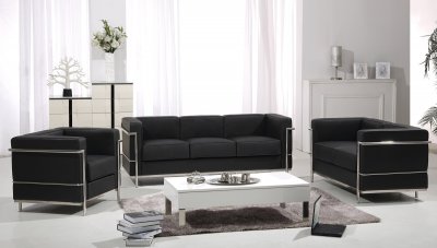 F02 Nube Sofa in Black Leather by At Home w/Options
