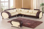 9002 Sectional Sofa by ESF in Beige & Brown Leather