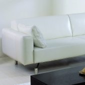 White Full Bycast Leather Upholstered Artistic Sectional Sofa