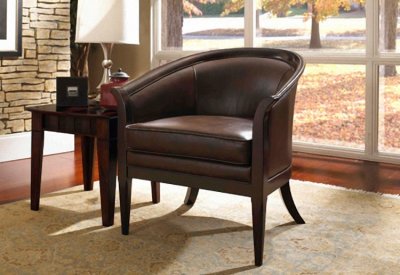 Brown Hickory Premium Bonded Leather Modern Accent Chair
