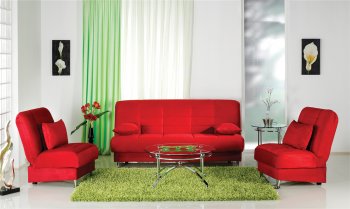 Vegas Rainbow Red Sofa Bed in Microfiber by Mondi [IKSB-VEGAS-Rainbow Red]