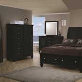 Black Finish Transitional Bedroom w/Storage Bed & Options