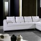 White Tufted Leather Modern Sectional Sofa w/Pillows