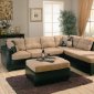 Two-Tone Tan Microfiber & Dark Brown Faux Leather Sectional Sofa
