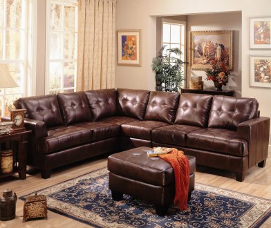 Samuel Sectional Sofa 500911 in Brown Bonded Leather by Coaster