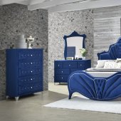 Dante Bedroom Set 5Pc 24220 in Blue Velvet by Acme w/Options