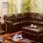 Ebony Tufted Leather Modern Sectional Sofa w/Optional Ottoman
