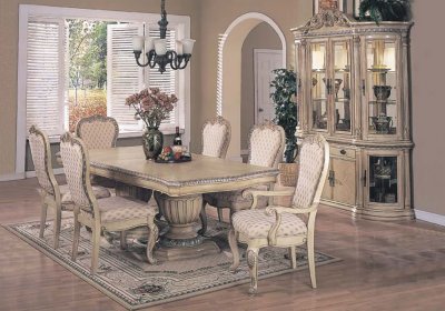 Antique White Finish Contemporary Dining Set