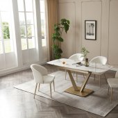 109 Dining Table White & Gold by ESF w/Optional 2107 Chairs