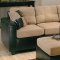 Two-Tone Tan Microfiber & Dark Brown Faux Leather Sectional Sofa