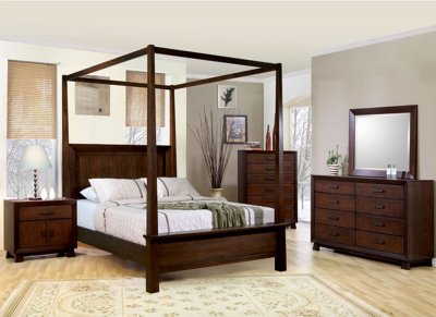 Solid Wood Bedroom Furniture on Brown Classy Bedroom With Solid Wood Canopy Bed At Furniture Depot