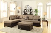 F7603 Sectional Sofa w/Ottoman by Boss in Tan Fabric
