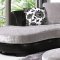 Two-Tone Grey & Black Modern Sectional Sofa w/Ottoman