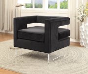 Carson 502 Accent Chair in Black Velvet Fabric w/Acrylic Legs