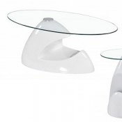 35C Coffee Table in White w/Clear Glass Top by American Eagle