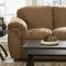 Brown Microfiber Plush Contemporary Sofa & Loveseat Set