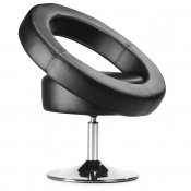 Black or White Leatherette Modern Club Chair w/Circle Back