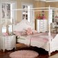 CM7519 Victoria Kids Bedroom in Pearl White w/Canopy Bed