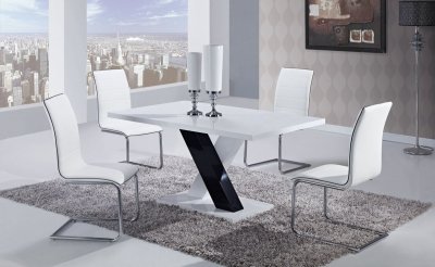 D490DT Dining Set 5Pc w/490DC White Chairs by Global Furniture