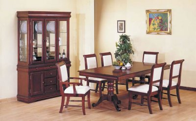 Mahogany Dining Chairs on Mahogany Semi Gloss Finish Modern Dining Set At Furniture Depot