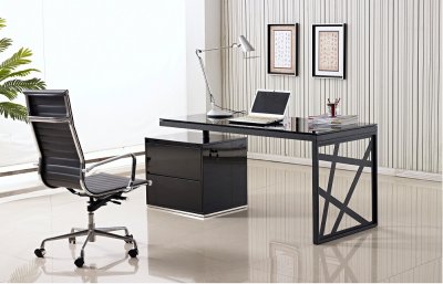 KD01 Modern Office Desk by J&M in Black Lacquer