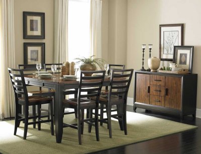 Two-Tone Finish Modern Counter Height Dining Table w/Options