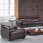 Burgundy Brown Leather 3PC Living Room Set w/Adjustable Headrest