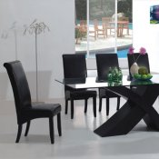 Modern Dinette Set With "X" Shape Legs And Glass Top