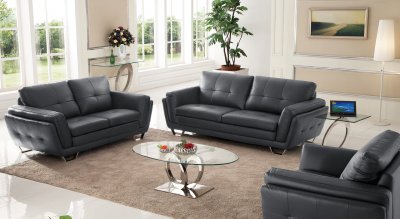 S832 Sofa in Black Italian Leather by Pantek w/Options