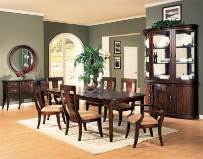 Discount Formal Dining Room Sets on Distressed Cherry Formal Dining Room Set W Microfiber Seats At