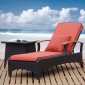 Dark Brown Finish Modern Outdoor Chaise Lounge & End Table Set