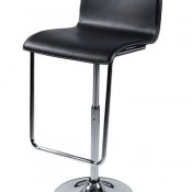 Set Of 2 Black Leather Match Contemporary Bar Stools