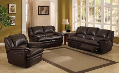 Dark Chocolate Color Modern Recliner Living Room Set